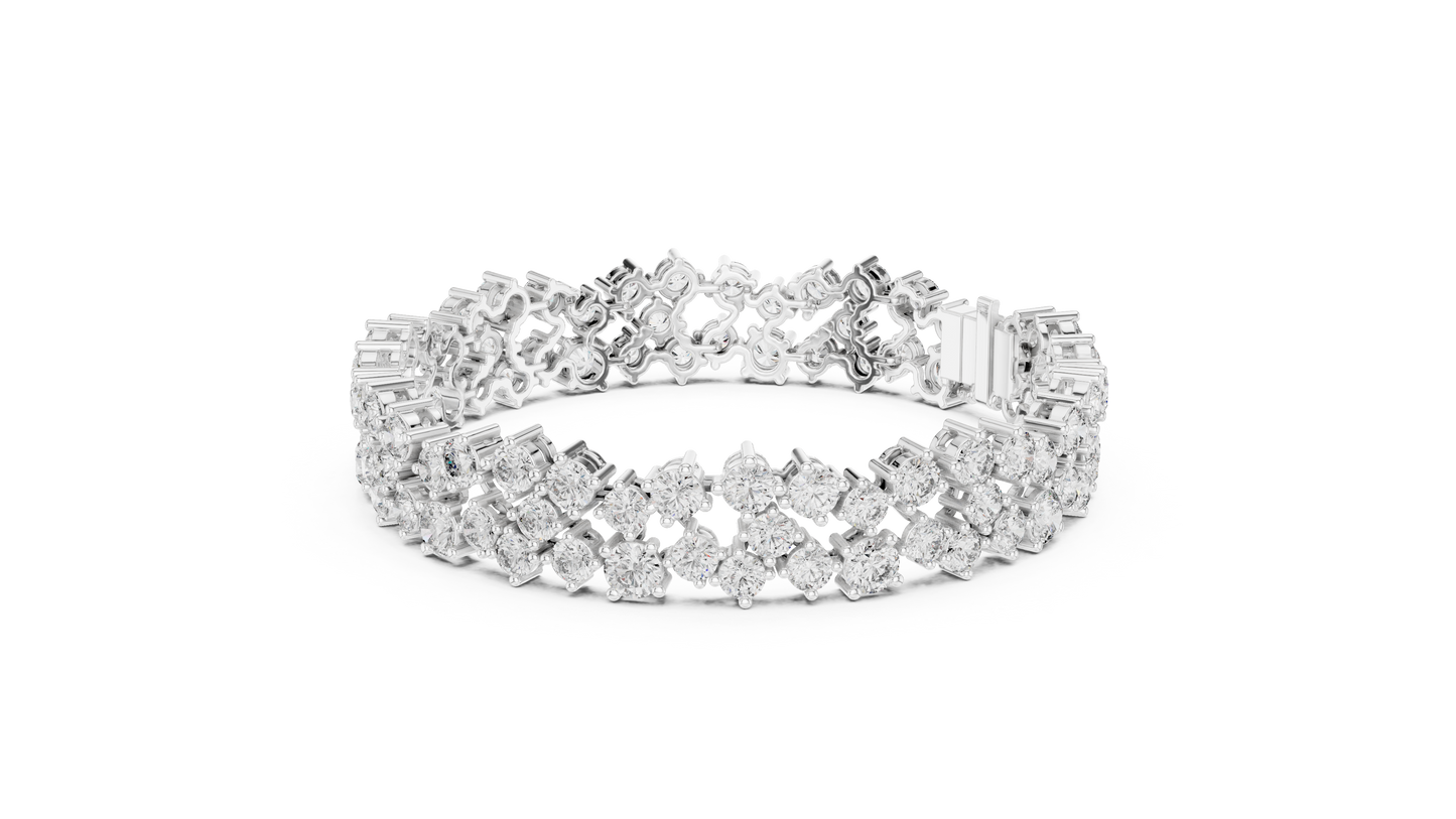 Round Lab-Grown Diamond Cluster  Bracelet in Rose Gold