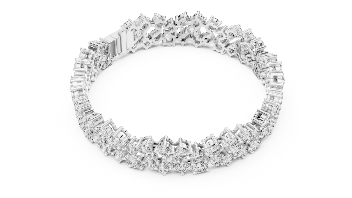 Round Lab-Grown Diamond Cluster  Bracelet in Rose Gold
