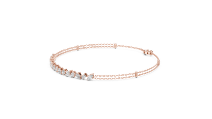 Mixed Shape Lab Grown Diamond Tennis Chain Bracelet in White Gold