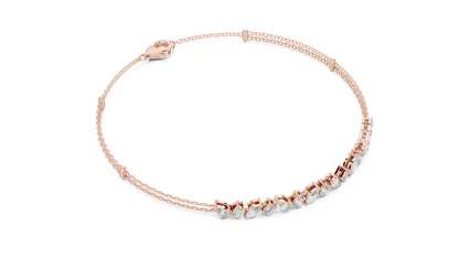 Mixed Shape Lab Grown Diamond Tennis Chain Bracelet in White Gold