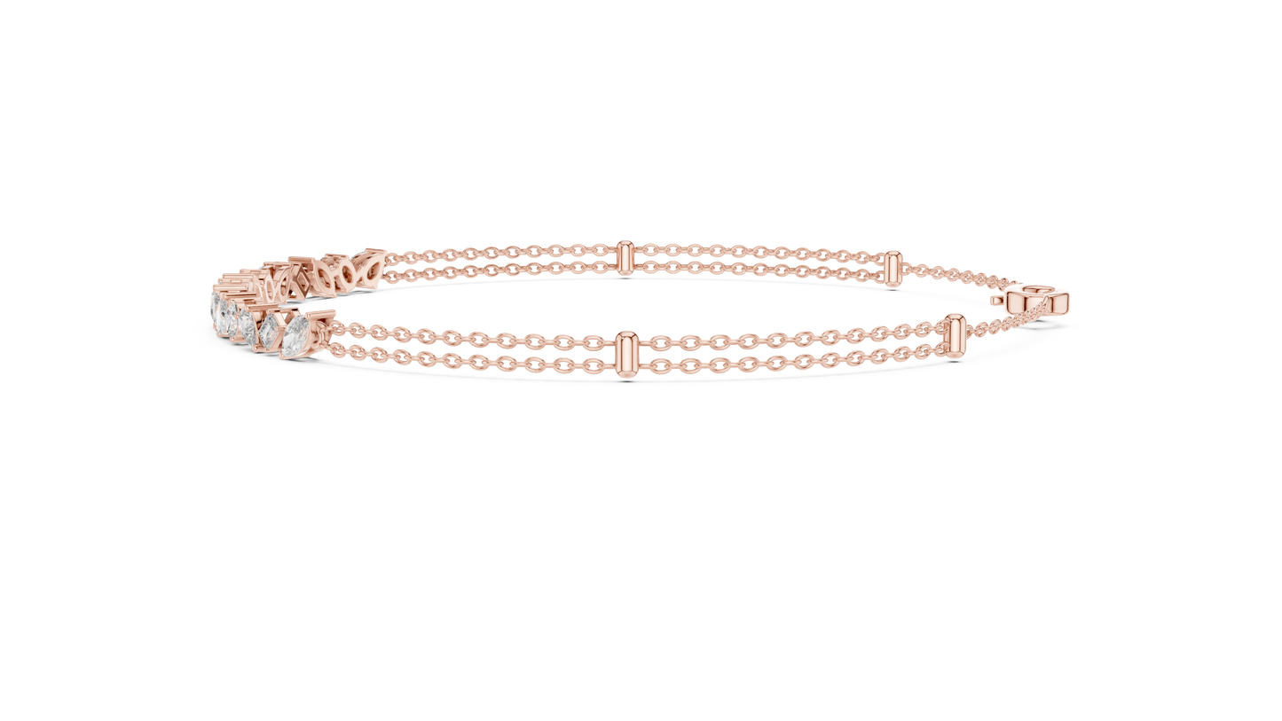 Mixed Shape Lab Grown Diamond Tennis Chain Bracelet in White Gold