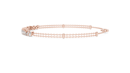 Mixed Shape Lab Grown Diamond Tennis Chain Bracelet in White Gold
