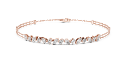 Mixed Shape Lab Grown Diamond Tennis Chain Bracelet in White Gold