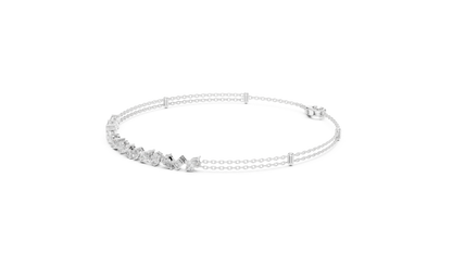 Mixed Shape Lab Grown Diamond Tennis Chain Bracelet in White Gold