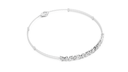 Mixed Shape Lab Grown Diamond Tennis Chain Bracelet in White Gold