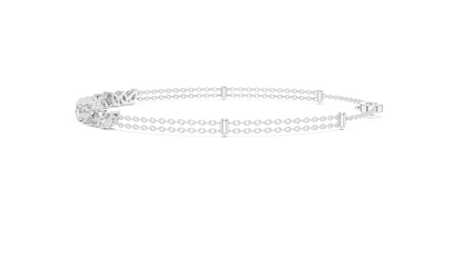 Mixed Shape Lab Grown Diamond Tennis Chain Bracelet in White Gold