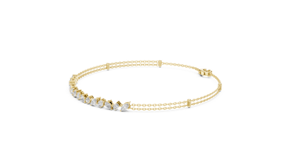 Mixed Shape Lab Grown Diamond Tennis Chain Bracelet in White Gold