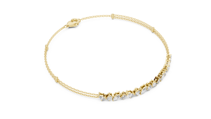 Mixed Shape Lab Grown Diamond Tennis Chain Bracelet in White Gold