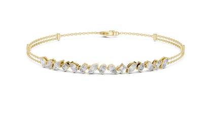 Mixed Shape Lab Grown Diamond Tennis Chain Bracelet in White Gold