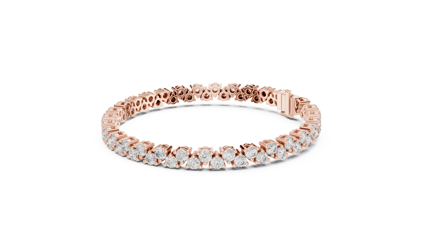 Classic Prong Set Round Cut Diamond Tennis Bracelet In Yellow Gold