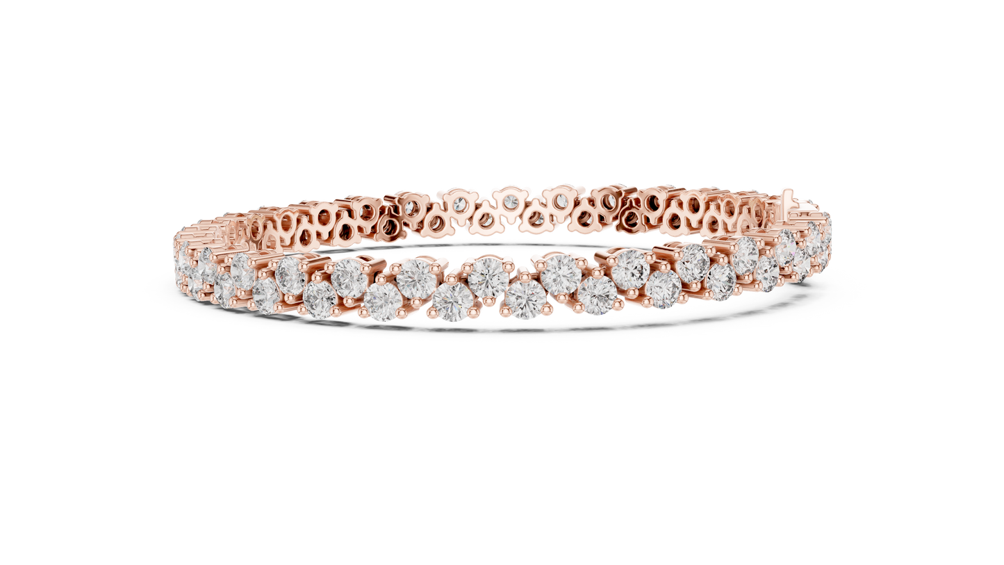 Classic Prong Set Round Cut Diamond Tennis Bracelet In Yellow Gold