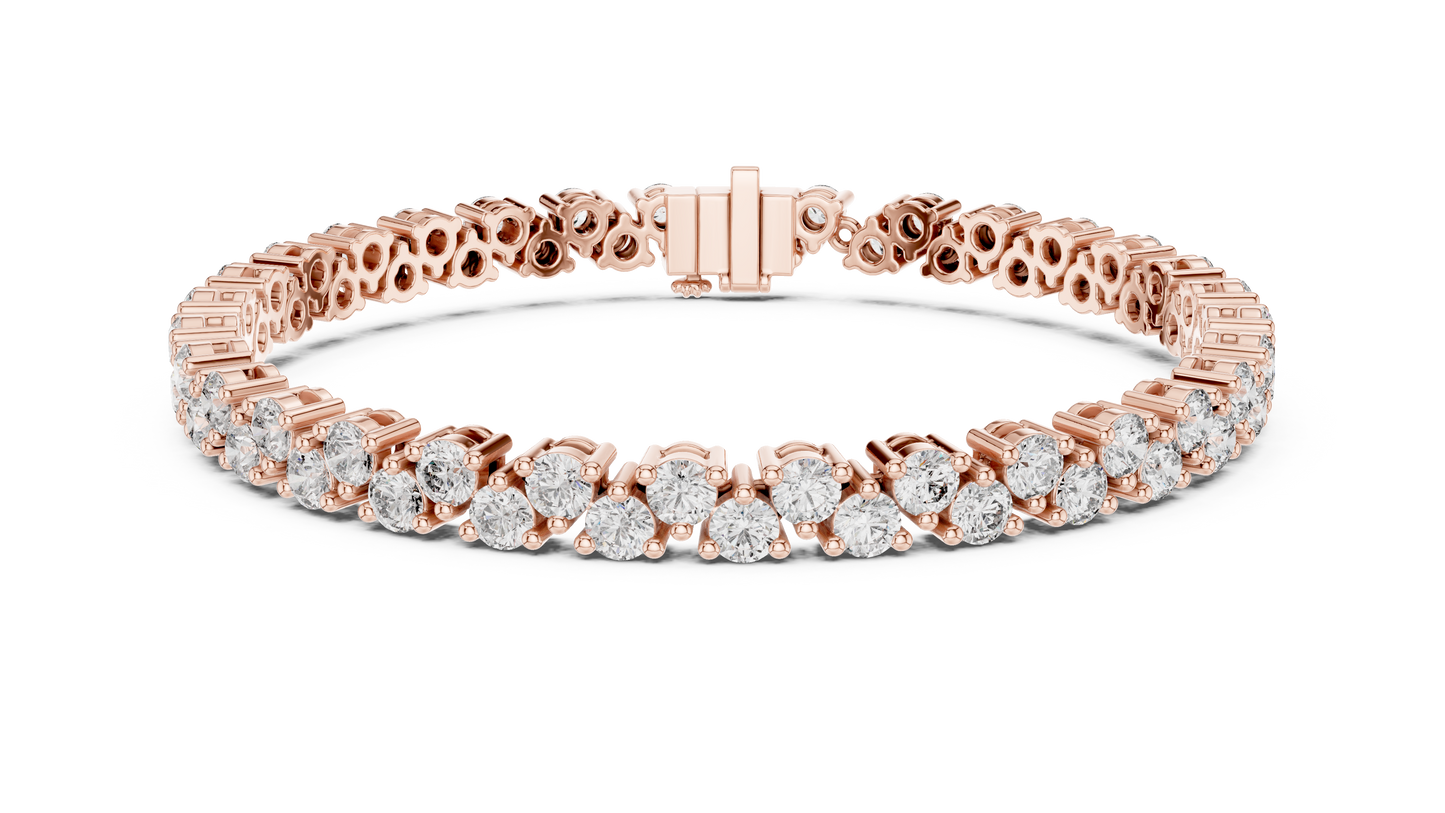 Classic Prong Set Round Cut Diamond Tennis Bracelet In Yellow Gold