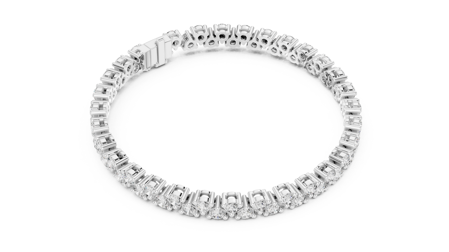 Classic Prong Set Round Cut Diamond Tennis Bracelet In Yellow Gold