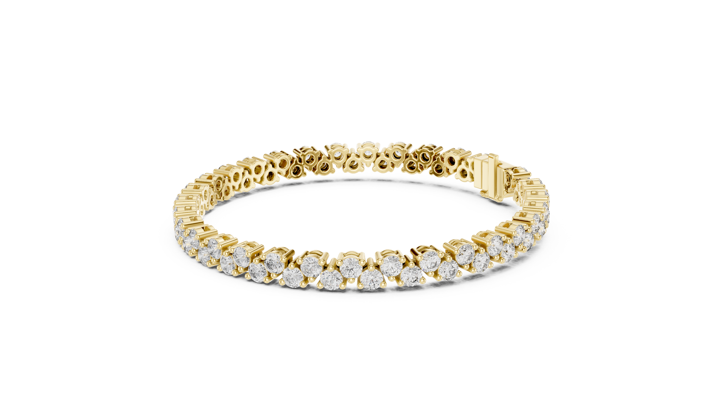 Classic Prong Set Round Cut Diamond Tennis Bracelet In Yellow Gold