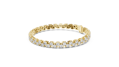 Classic Prong Set Round Cut Diamond Tennis Bracelet In Yellow Gold