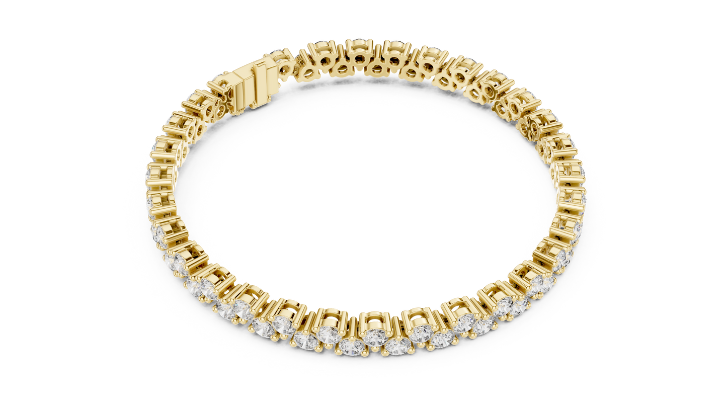 Classic Prong Set Round Cut Diamond Tennis Bracelet In Yellow Gold