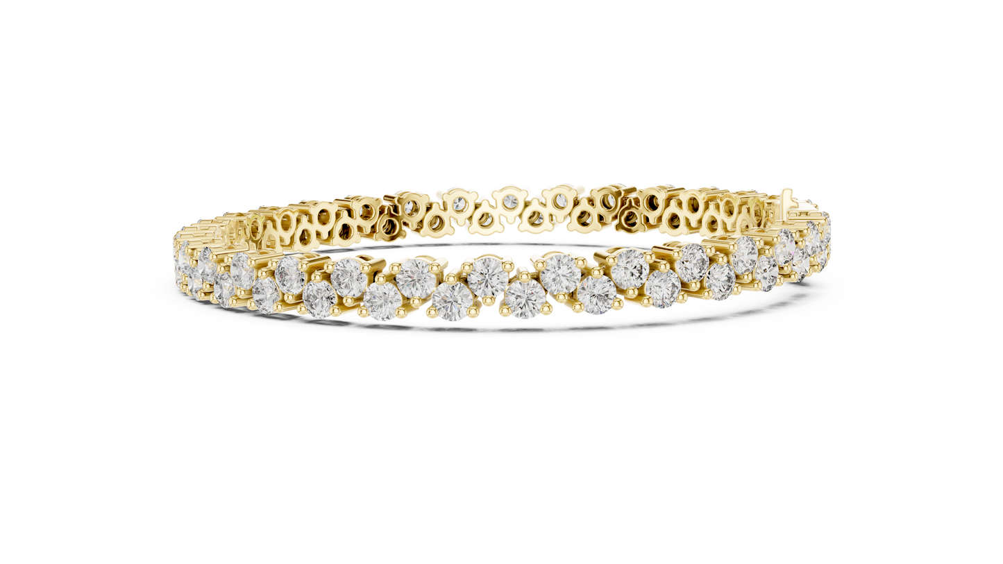 Classic Prong Set Round Cut Diamond Tennis Bracelet In Yellow Gold