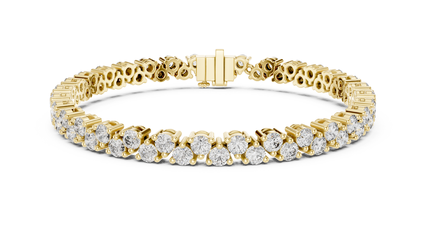 Classic Prong Set Round Cut Diamond Tennis Bracelet In Yellow Gold