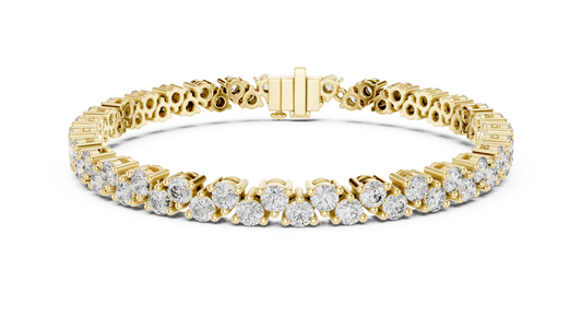 Classic Prong Set Round Cut Diamond Tennis Bracelet In Yellow Gold