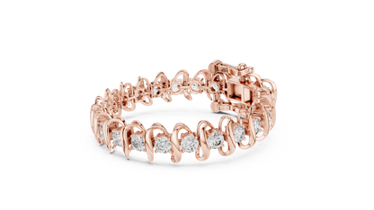 Modern Wave Round Diamond Tennis Bracelet in 14K White Gold