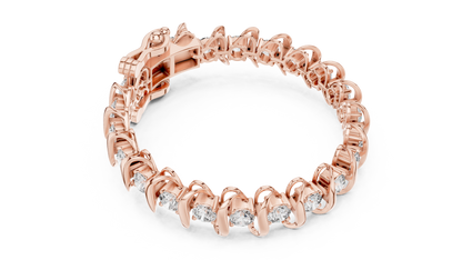 Modern Wave Round Diamond Tennis Bracelet in 14K White Gold