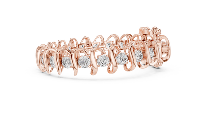 Modern Wave Round Diamond Tennis Bracelet in 14K White Gold