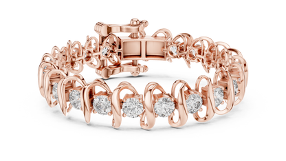 Modern Wave Round Diamond Tennis Bracelet in 14K White Gold