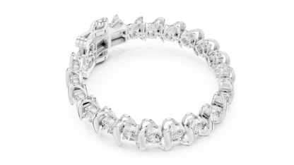 Modern Wave Round Diamond Tennis Bracelet in 14K White Gold
