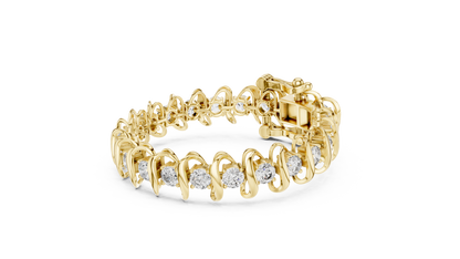 Modern Wave Round Diamond Tennis Bracelet in 14K White Gold