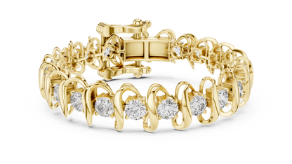 Modern Wave Round Diamond Tennis Bracelet in 14K White Gold
