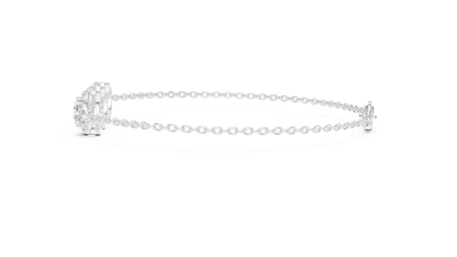14K Rose Gold Triple Halo Round Diamond Chain Bracelet for Women
