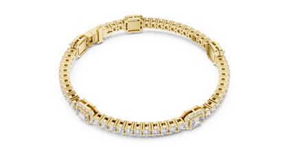 14K White Gold Emerald Cut Diamond Cluster Bracelet | Halo Tennis Bracelet