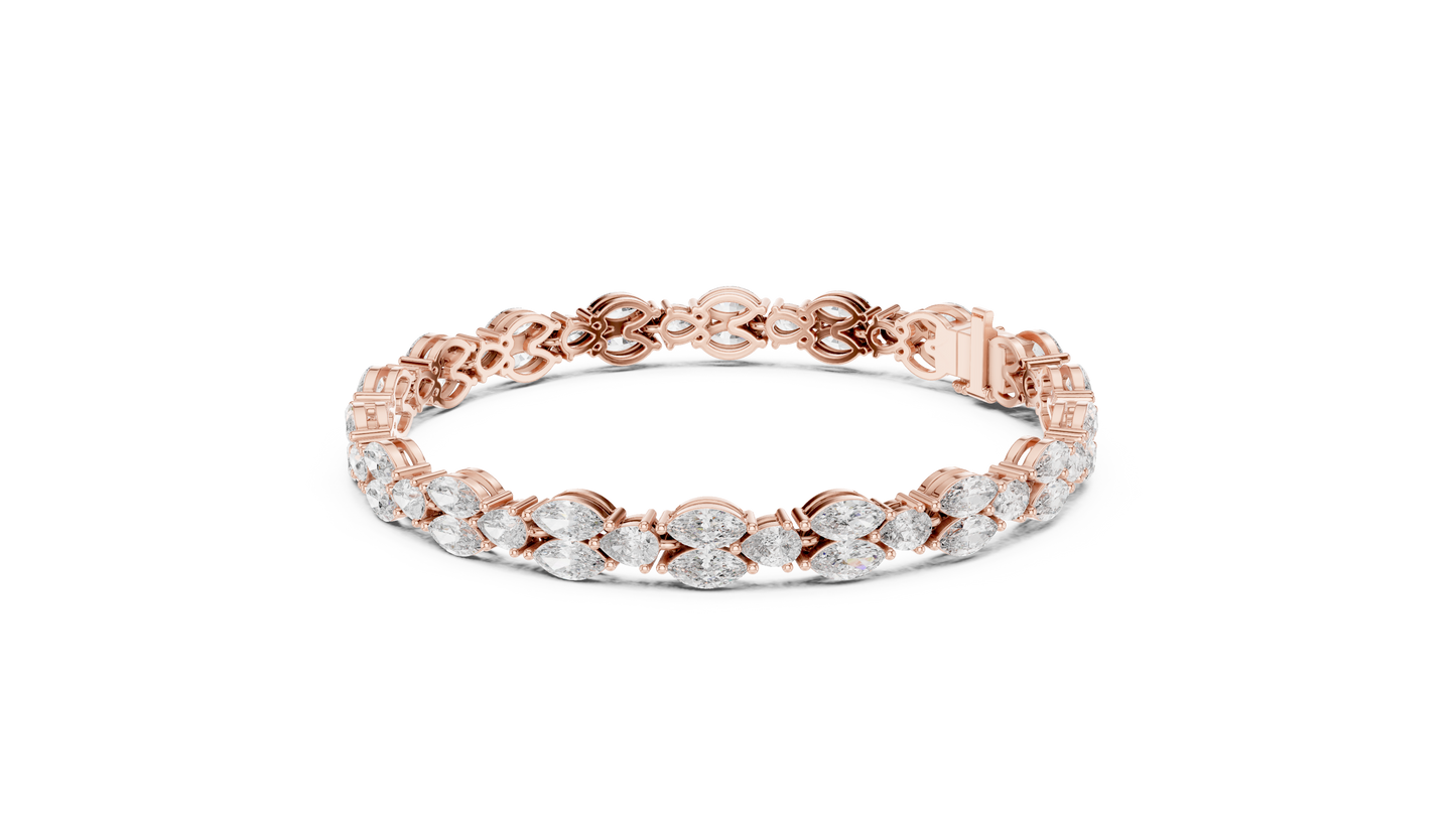 Marquise & Pear Diamond Cluster Tennis Bracelet in 14K Yellow Gold