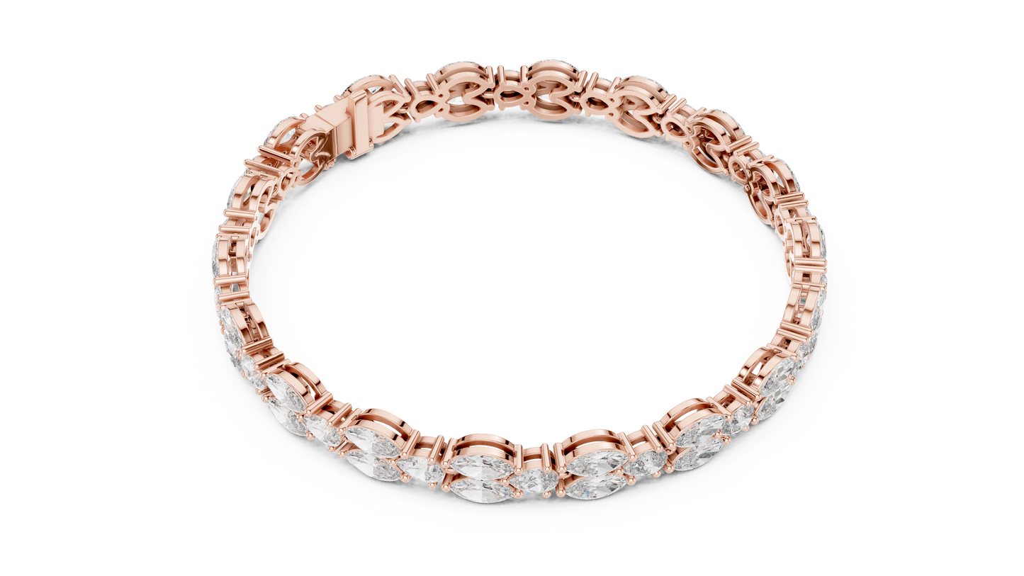 Marquise & Pear Diamond Cluster Tennis Bracelet in 14K Yellow Gold