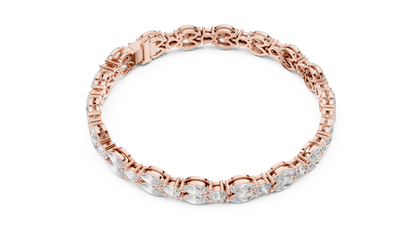 Marquise & Pear Diamond Cluster Tennis Bracelet in 14K Yellow Gold