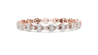 Marquise & Pear Diamond Cluster Tennis Bracelet in 14K Yellow Gold