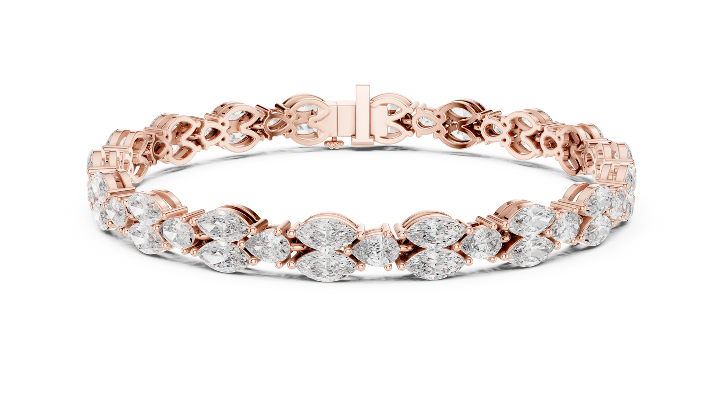 Marquise & Pear Diamond Cluster Tennis Bracelet in 14K Yellow Gold