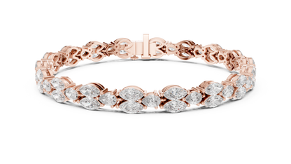 Marquise & Pear Diamond Cluster Tennis Bracelet in 14K Yellow Gold