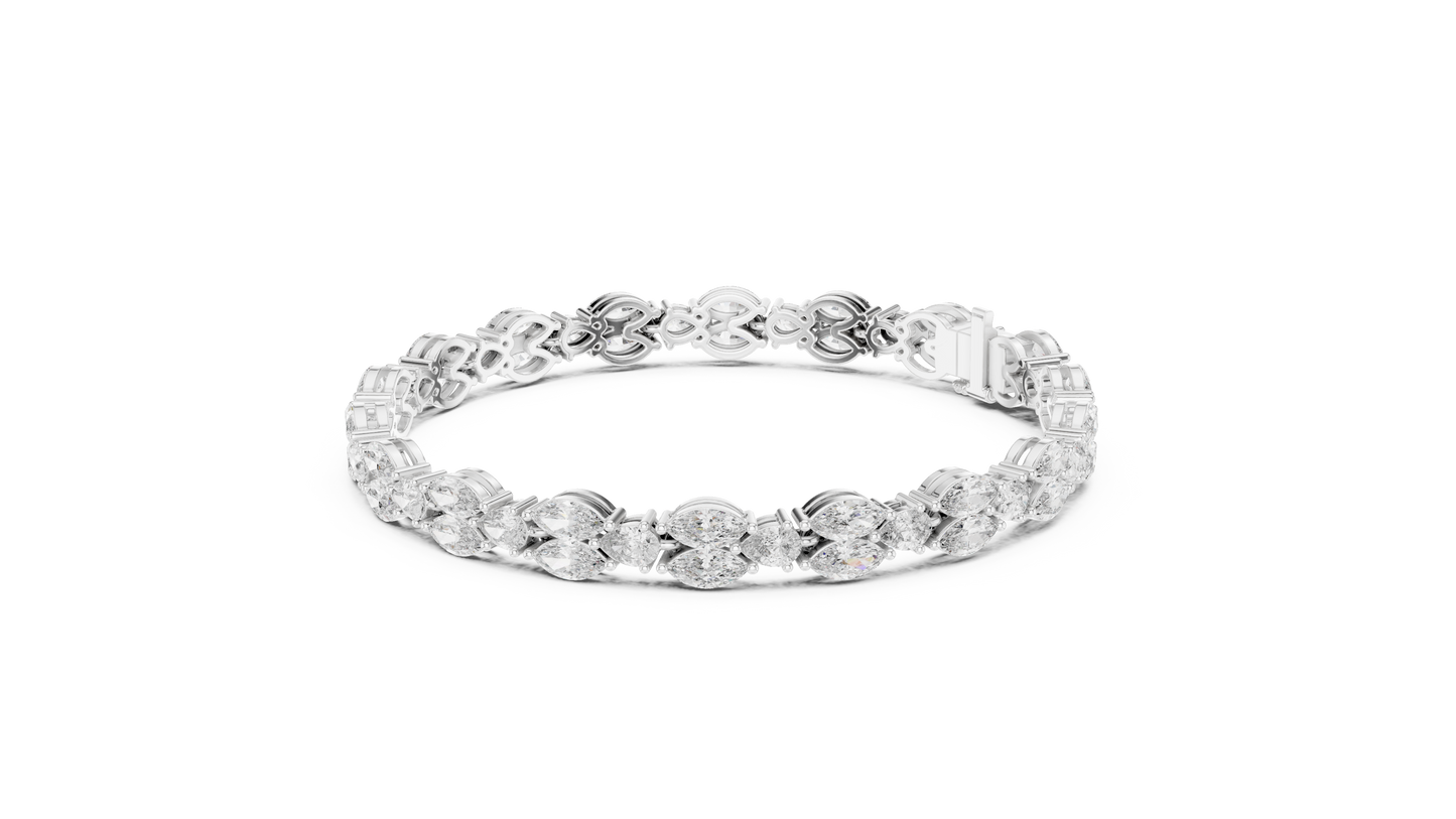 Marquise & Pear Diamond Cluster Tennis Bracelet in 14K Yellow Gold