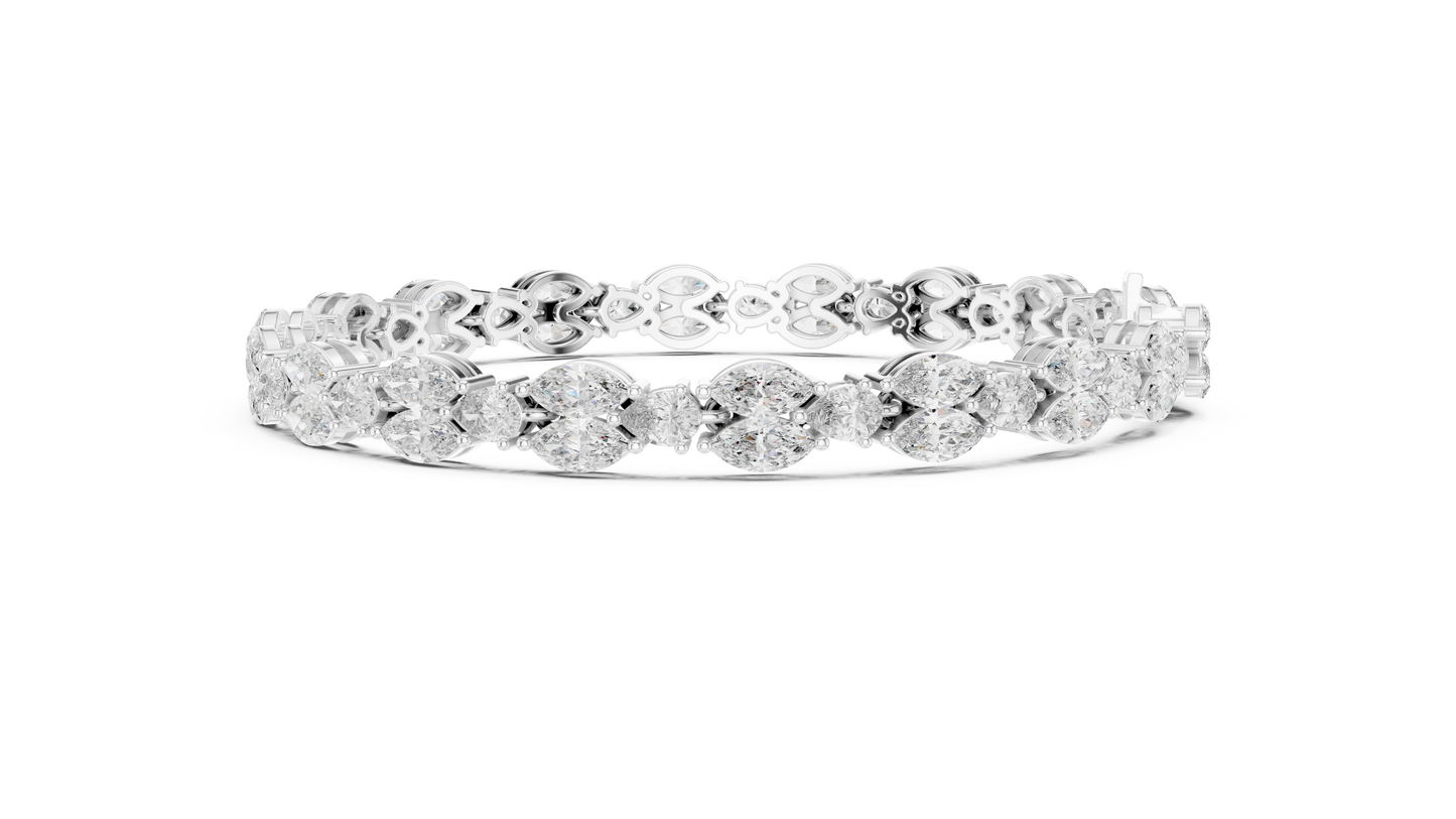 Marquise & Pear Diamond Cluster Tennis Bracelet in 14K Yellow Gold