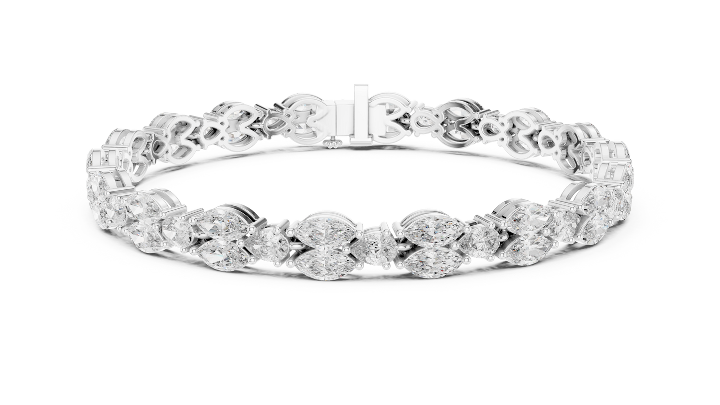 Marquise & Pear Diamond Cluster Tennis Bracelet in 14K Yellow Gold