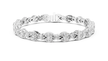 Marquise & Pear Diamond Cluster Tennis Bracelet in 14K Yellow Gold