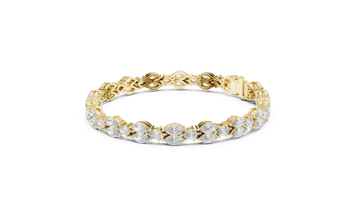 Marquise & Pear Diamond Cluster Tennis Bracelet in 14K Yellow Gold