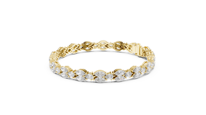 Marquise & Pear Diamond Cluster Tennis Bracelet in 14K Yellow Gold