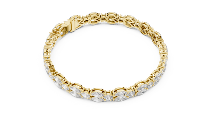 Marquise & Pear Diamond Cluster Tennis Bracelet in 14K Yellow Gold