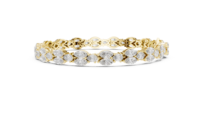 Marquise & Pear Diamond Cluster Tennis Bracelet in 14K Yellow Gold