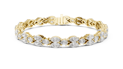 Marquise & Pear Diamond Cluster Tennis Bracelet in 14K Yellow Gold