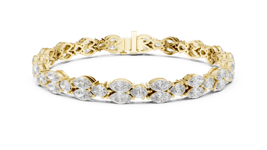 Marquise & Pear Diamond Cluster Tennis Bracelet in 14K Yellow Gold