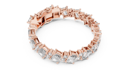 Emerald & Round Diamond Cluster Bracelet in 14K Rose Gold