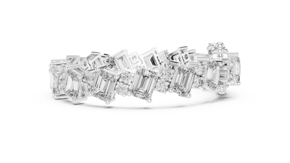 Emerald & Round Diamond Cluster Bracelet in 14K Rose Gold